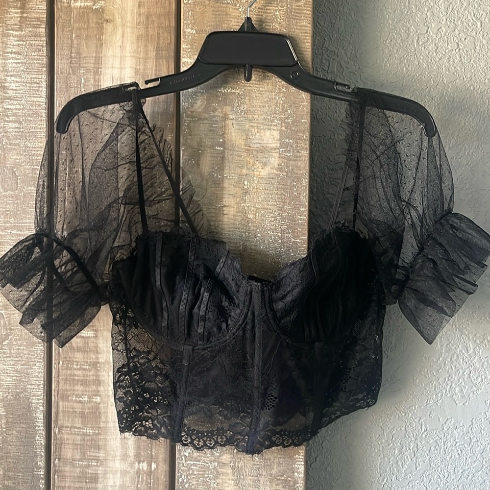 Black lace corset top